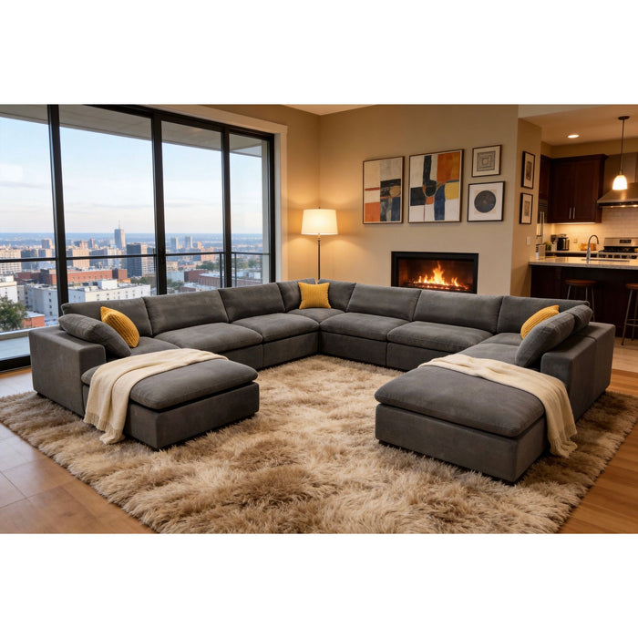 Custom Configuration Modular Sectional & Toss Pillows
