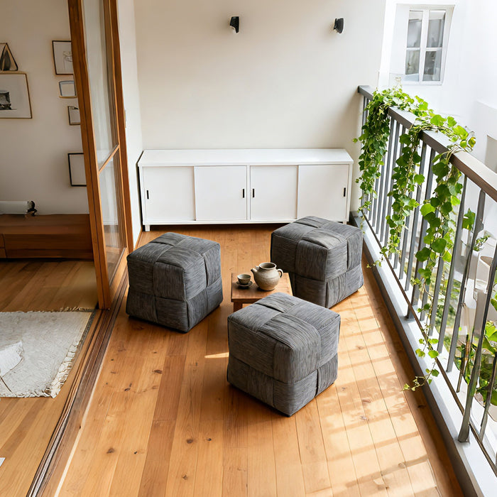 Modern Ottoman Foot Rest With Woven Design