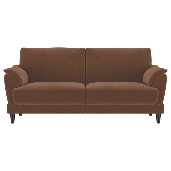 Dania - 2 Piece Upholstered Crescent Arm Sofa Set - Rust