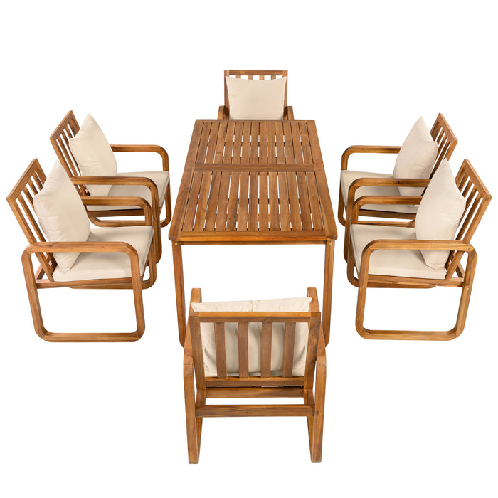 7 Piece Outdoor Patio Dining Set With Removable Cushions