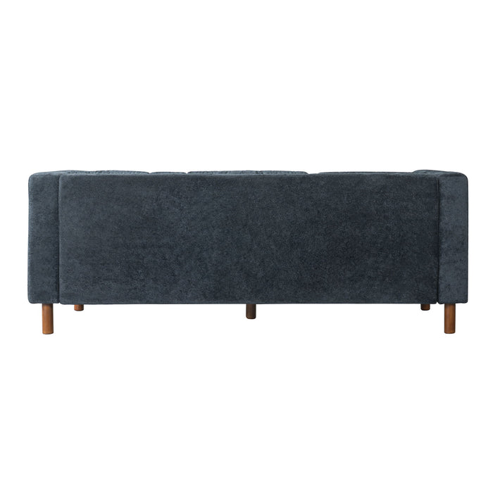 3 Seater Sofa With Square Arms, Tufted Pillow Back For Living Room