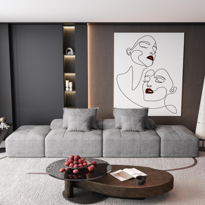 Modern Oversized, Modular Sectional Sofa With Pillows