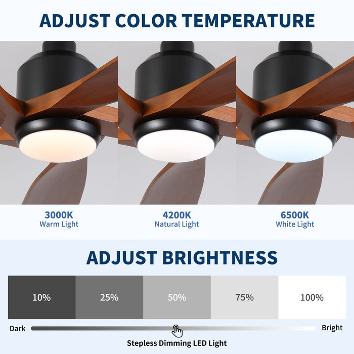 American Farmhouse Ceiling Fan With Light Quiet DC Motor