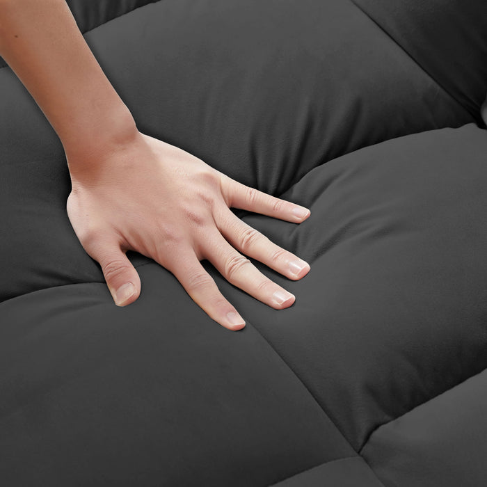 Modern Velvet Convertible Loveseat Futon Sofa With Pullout Bed, Reclining Backrest