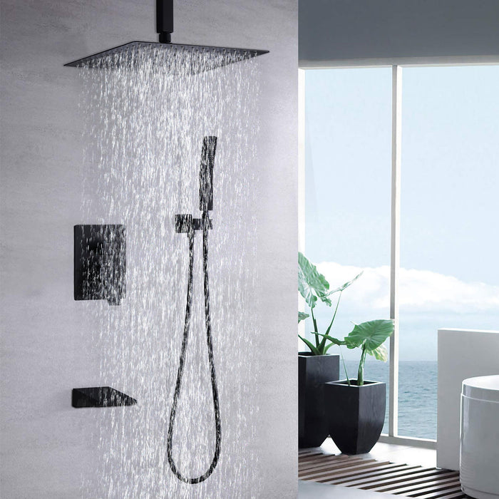 Wall Mount Shower System With High Pressure 10" Shower Head And Handheld