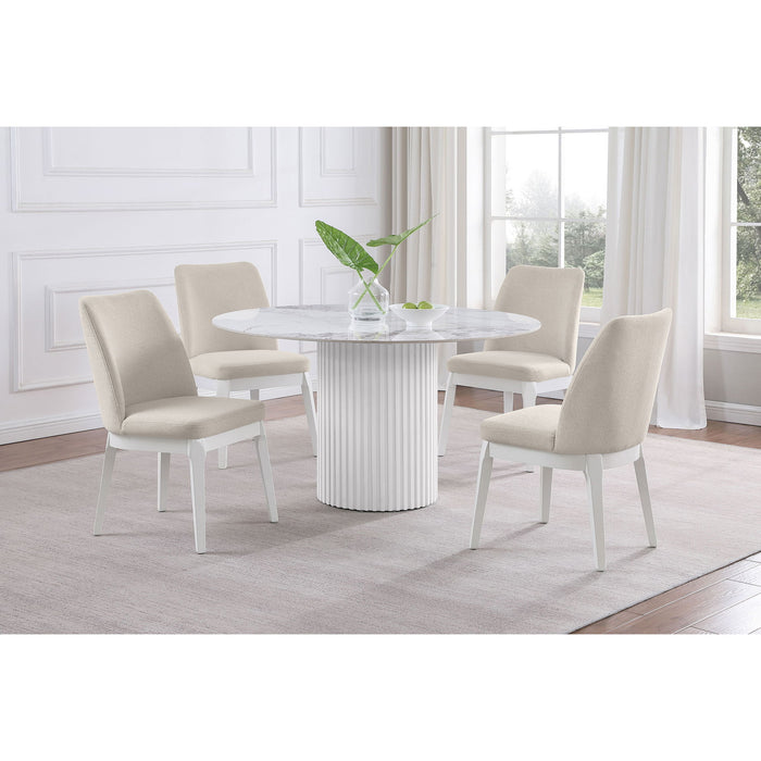 Quincy - Round Dining Table - White Marble