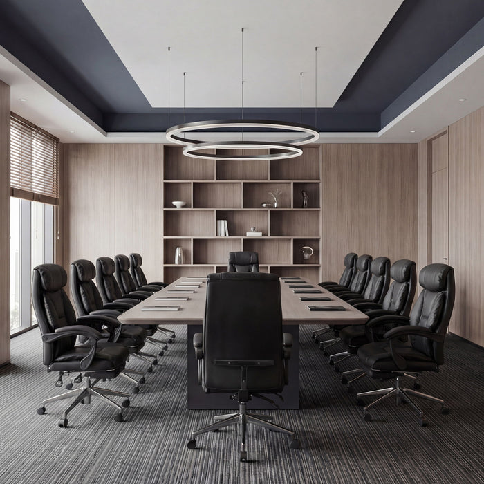 Executive Office Chair With Foot Rest, Adjustable Height - Black