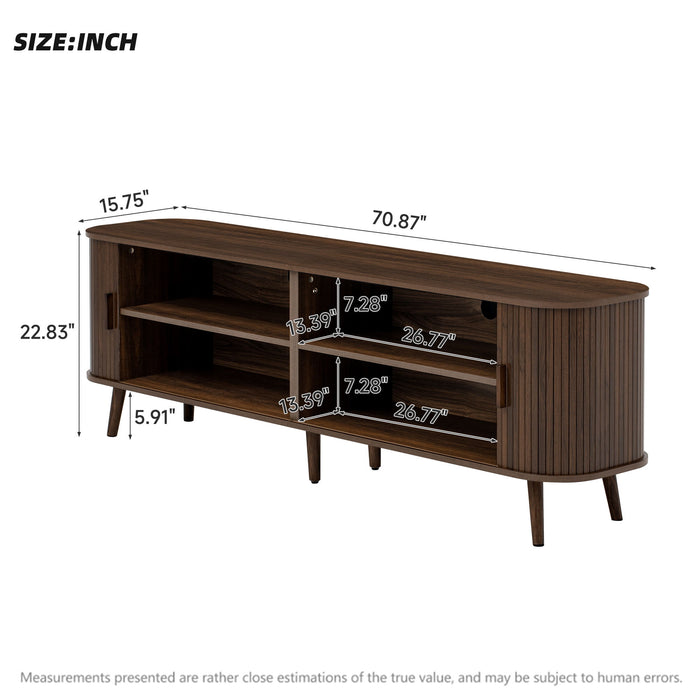 70" TV Stand, Media Center With Ample Storage - Dark Brown