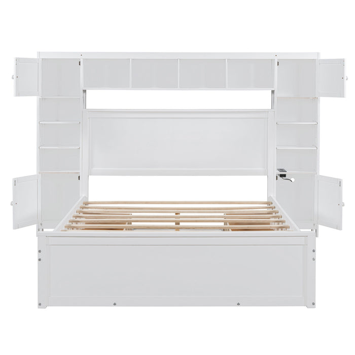 Bed With All In One Cabinet, Shelf And Sockets