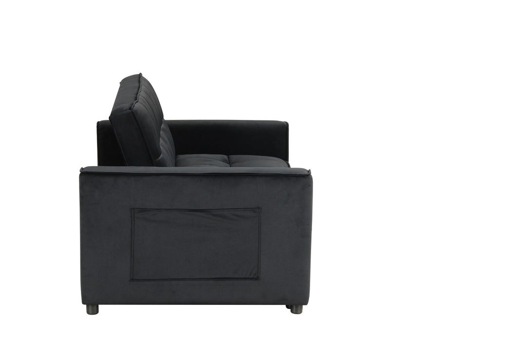 Maeve - Convertible Sleeper Loveseat With Tufting and Side Pocket - Black