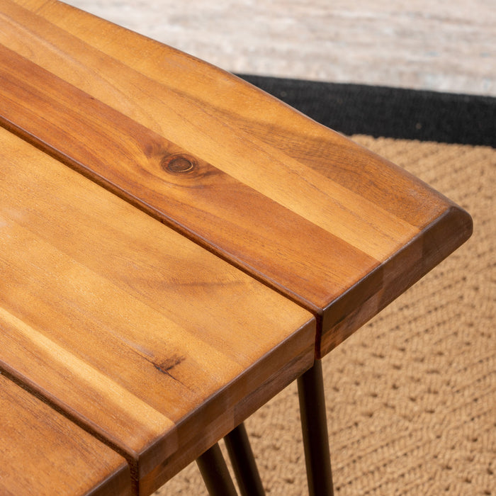 Zenith - Outdoor Industrial Accent Table (Set of 2) - Teak