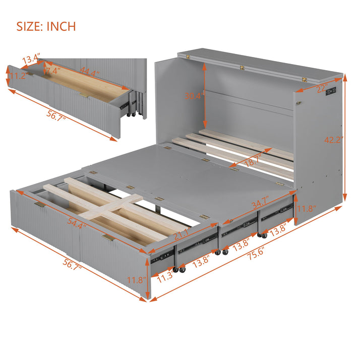 Murphy Bed With Drawer And A Set Of Sockets & USB Ports, Pulley Structure Design