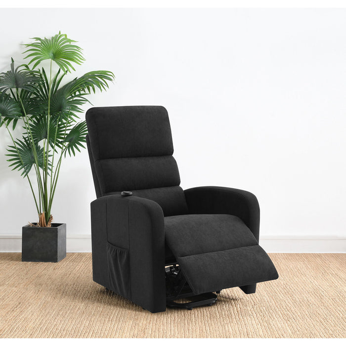 Royston - Upholstered Power Lift Recliner With Remote Comfort - Black