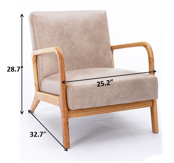 Classic Mid-Century Modern Accent Chairs, Open Framed Armchair With Cushioning