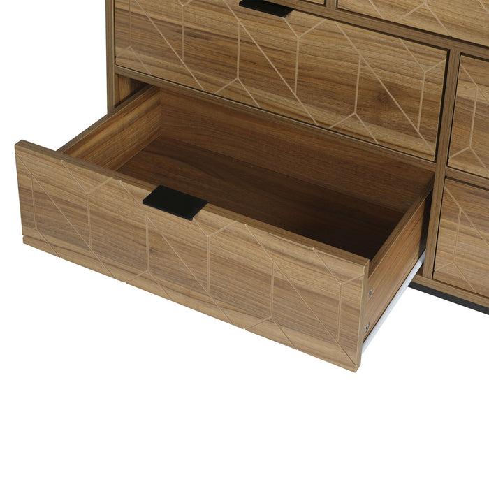 Modern 7 Drawer Dresser Cabinet - Walnut