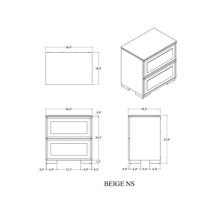 Ciara - King 5 Piece Bedroom Set With LED Lighting, Clean Lines And Upholstered Mirror - Beige