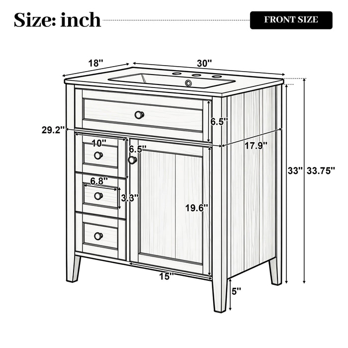 Bathroom Vanity With Sink, Soft Closing Cabinet