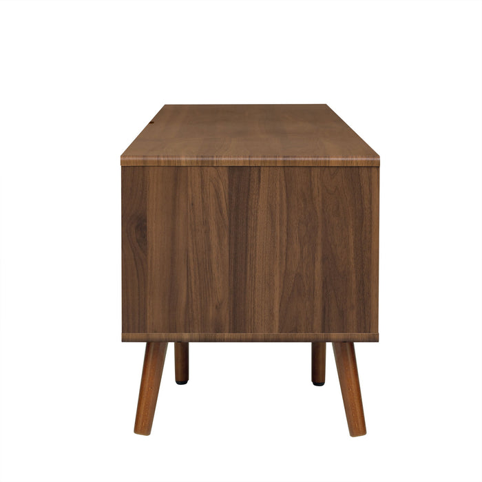 78" TV Stand With Ample Storage And Open Shelving - Walnut