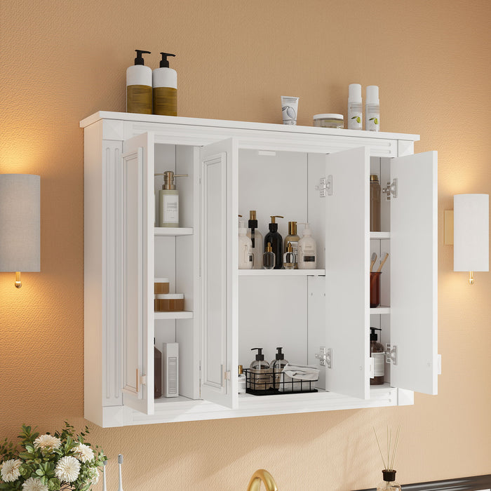 Wall Mounted Medicine Cabinet With Adjustable Shelf - White
