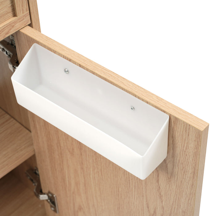 15.75" Bathroom Vanity With Reversible Resin Sink And Cabinet - Wood