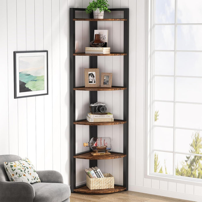 Tall 6 Tier Corner Bookshelf For Living Room