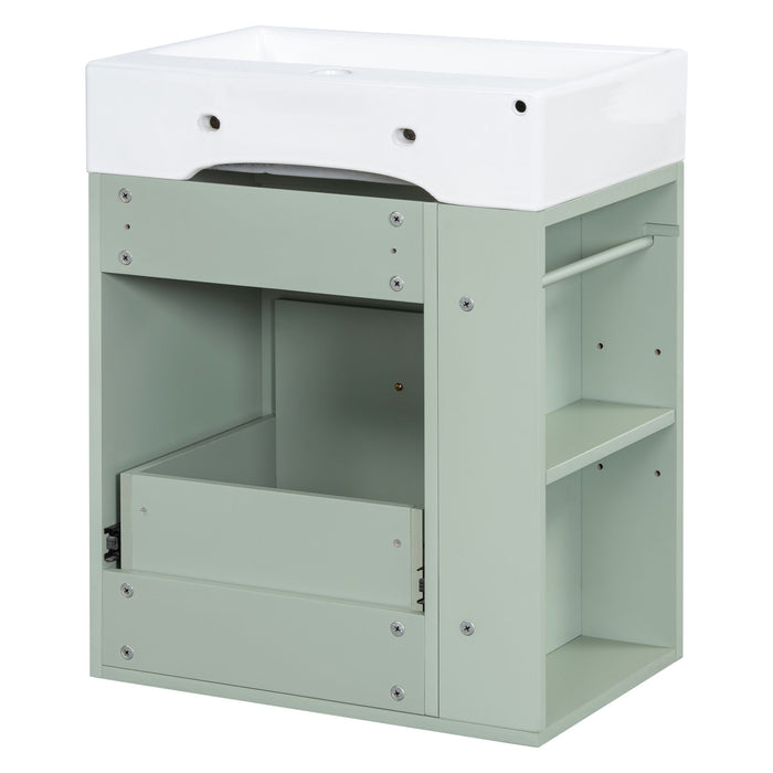 Modern Bathroom Vanity With Sink, Storage Cabinet, Drawer & Side Shelf