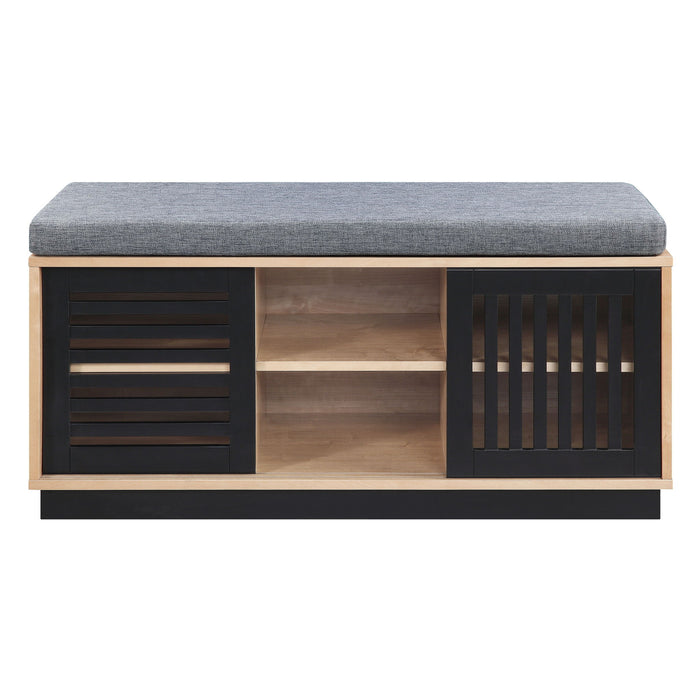 Gamaliel - Bench With Storage - Oak / Espresso