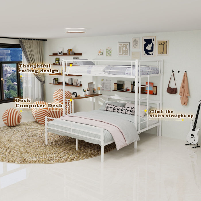 Bunk Bed With Built In Desk & Guardrail Frame