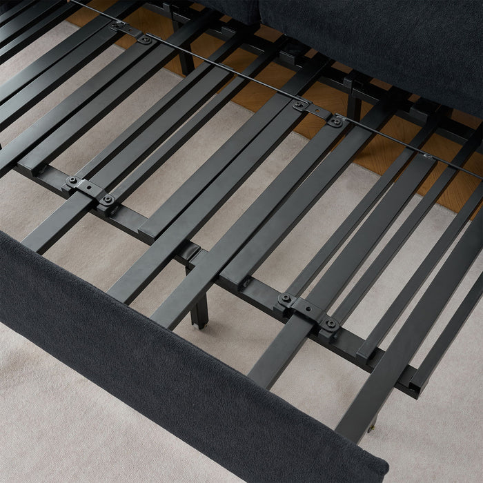 Convertible Pull Out Sofa Bed Queen Size, 3 In 1 With Side Storage