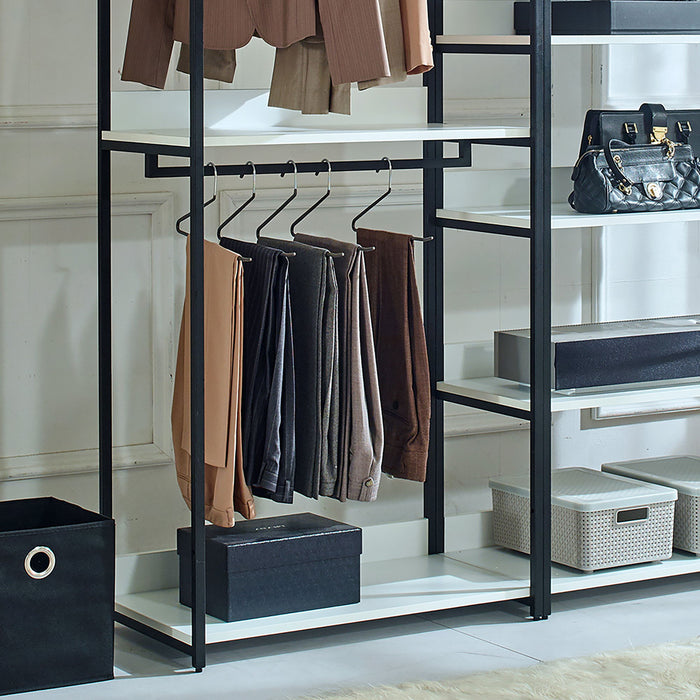 Fiona - Freestanding Walk In Wood Closet System & Metal Frame Melamine - White