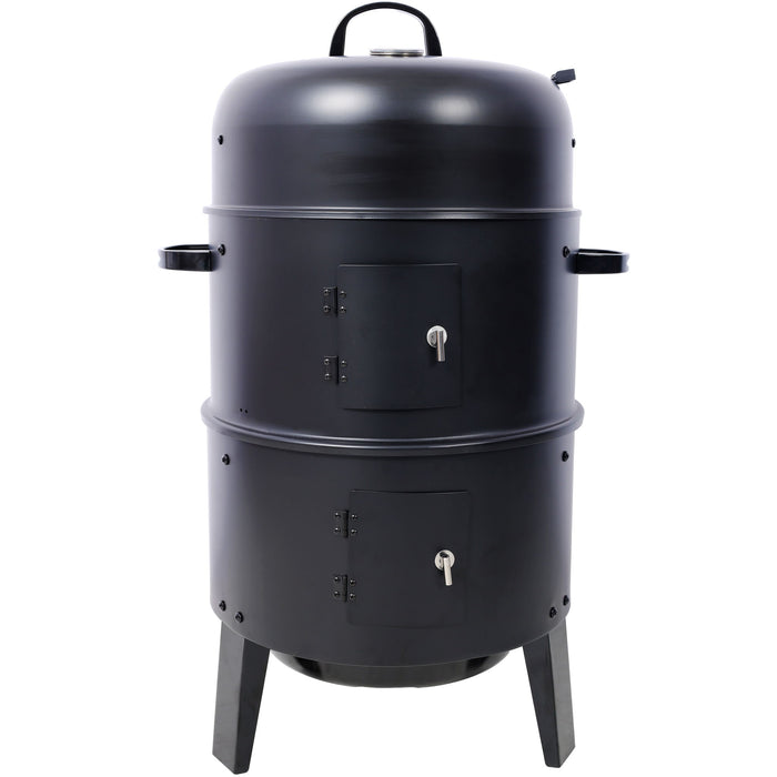 Portable Charcoal Smoker Grill For Outdoor Cooking - Black