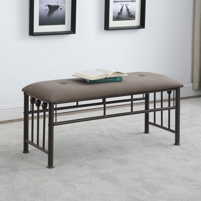 Upholstered Bench - Brown / Dark Bronze