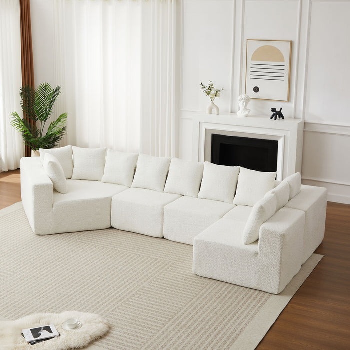 L - Shaped Modular Sofa With Deep Seat And 11 Pillows