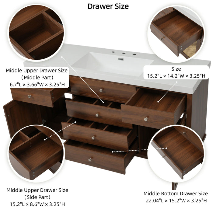 Bathroom Vanity With Sink, 5 Legs, Soft Close Drawers
