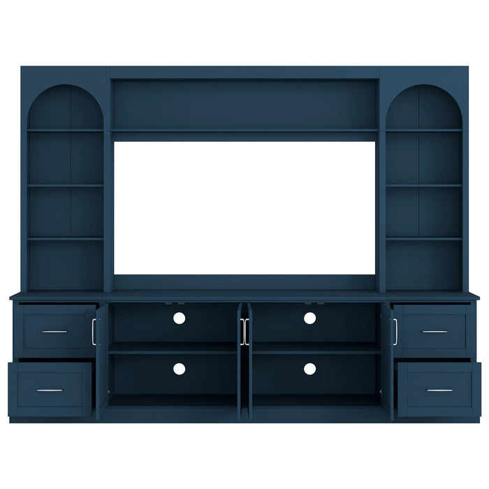 Arched Entertainment Center Wall Unit With Drawers, TV Stand
