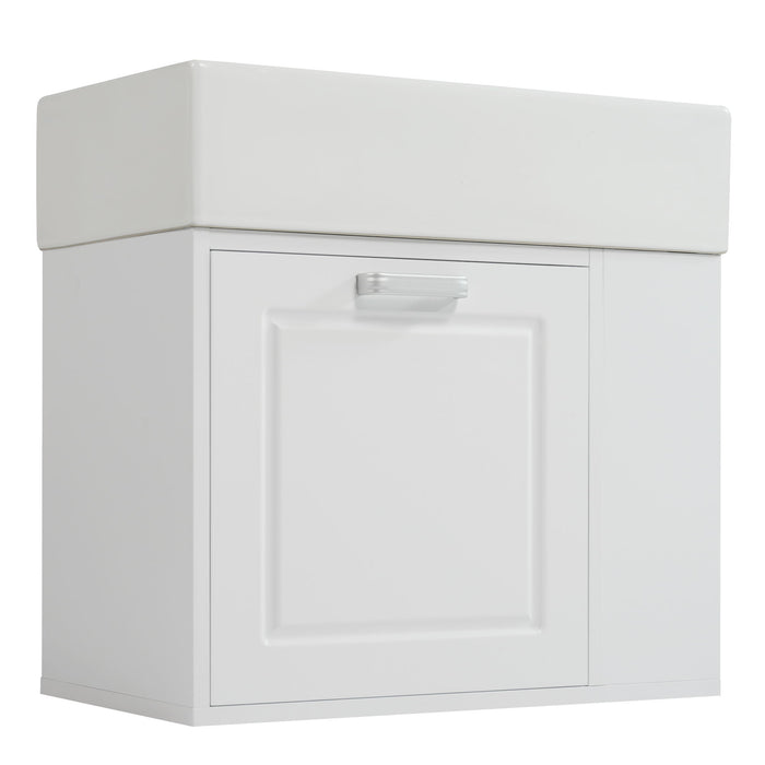 Modern Wall Mounted Bathroom Vanity With Sink, Soft Close Drawer, Adjustable Shelf, Toilet Paper Holder