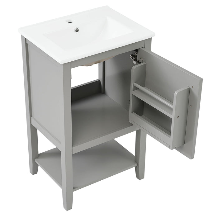 Modern Bathroom Vanity With Sink, Soft-Closing Door And Open Shelf