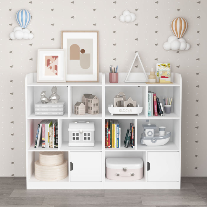 Bookcase With 6 Compartments, Freestanding Bookshelf For Bedroom - White