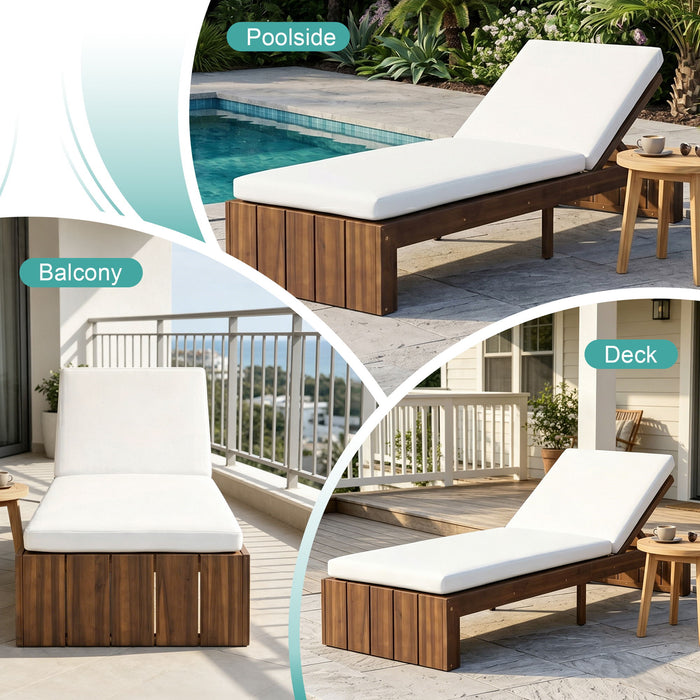 Adjustable Outdoor Chaise Lounge Patio Recliner With Removable Cushion