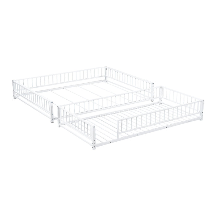 Bunk Bed Frame With Ladder And Safety Guardrails