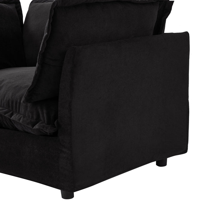 Modern Cozy Upholstered Armchair Sofa With Movable Ottoman