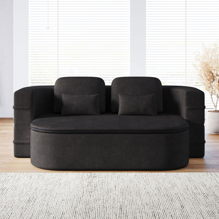 2 In 1 Foldable Sofa Bed With Multi Functional Blanket, Floor Lounge Sofa
