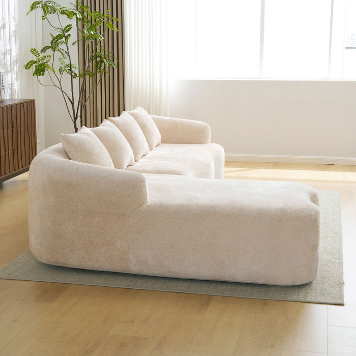 Modular L-Shape Sectional Sofa With Curved Chaise