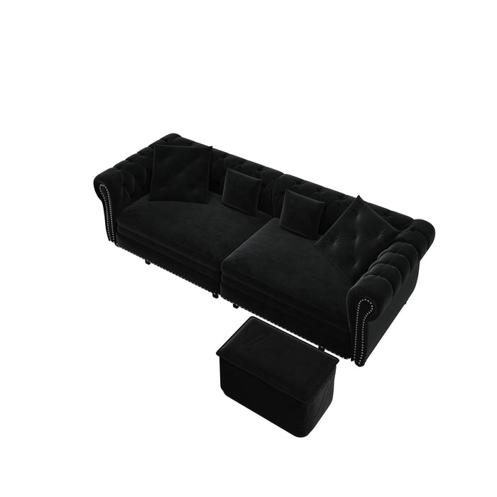 3 In 1 Convertible Sleeper Sofa Bed With Movable Ottoman