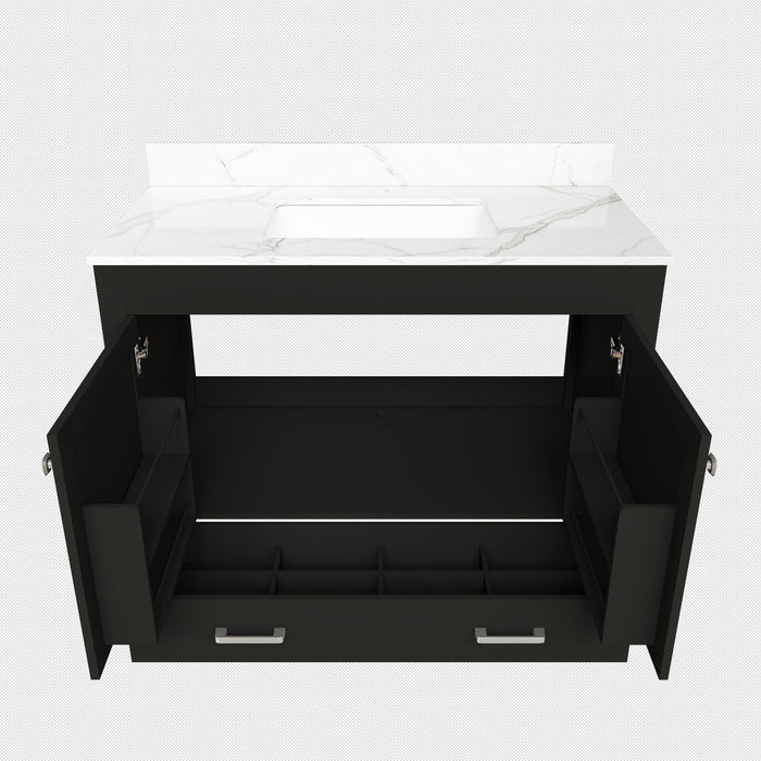 Bathroom Vanity Set, Fluted Cabinet, Soft Close Doors & Drawers - Black