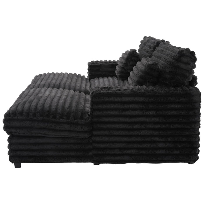 Oversized Double Chaise Lounge Sofa With USB Ports And Cup Holders
