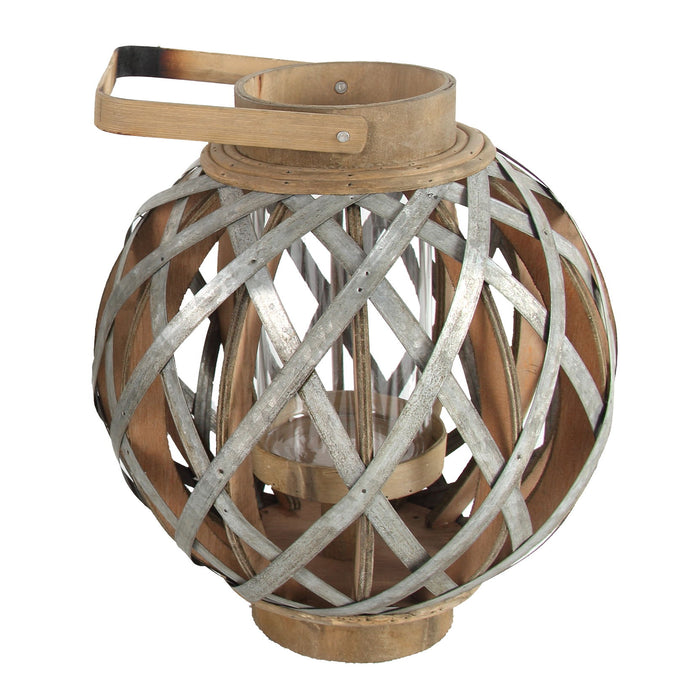 Decorative Lantern With Handle, Wooden Lantern For Indoor Outdoor, Home Garden, Wedding - Silver