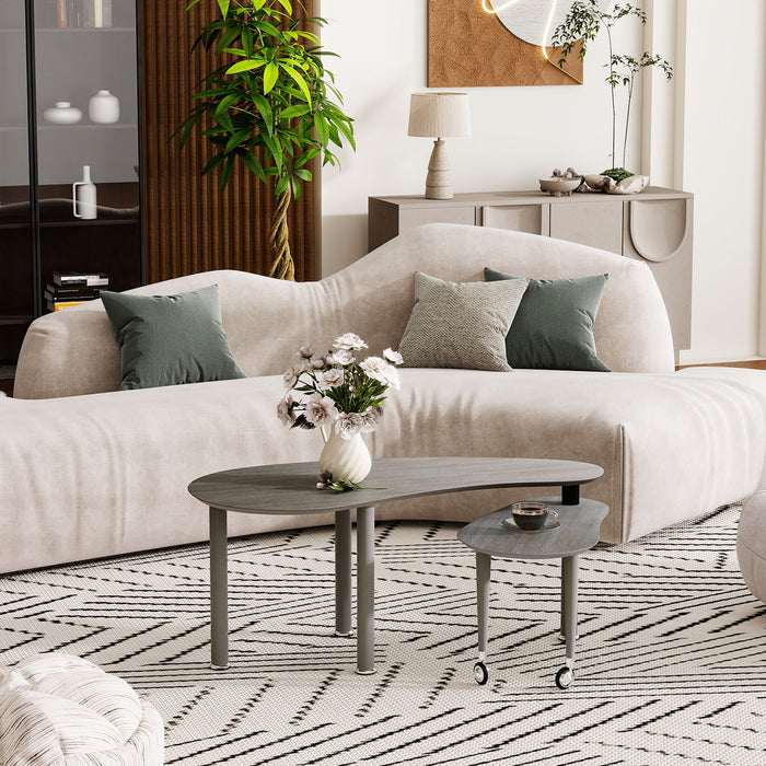 Rotatable Cocktail Table With Solid Legs, 360 Degree Rotating