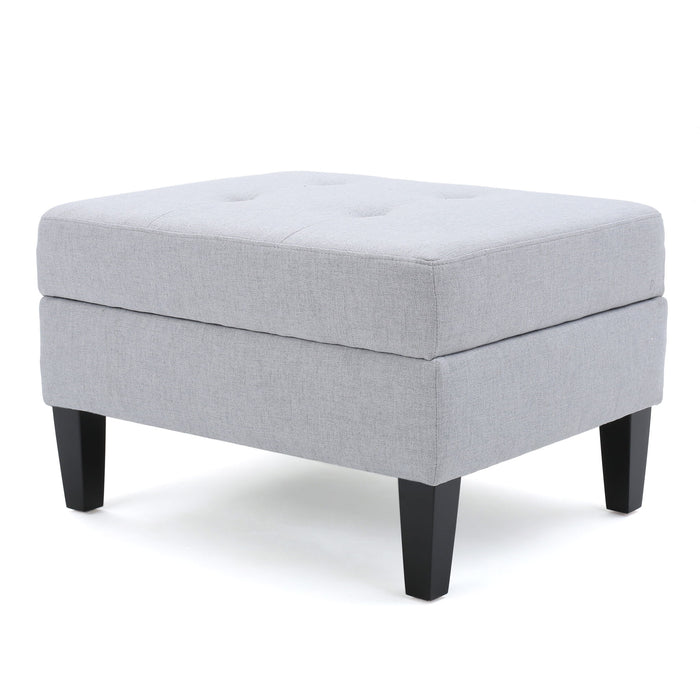 Storage Ottoman With Birch Wood Legs And Cushioned Top For Comfort