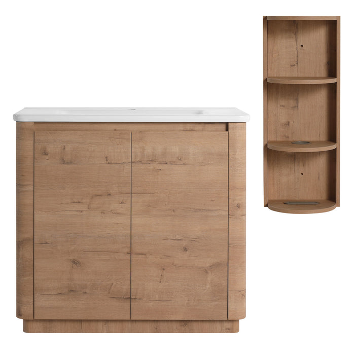 Freestanding Bathroom Vanity With Sink, 2 Soft Close Doors & Storage Rack